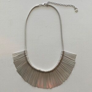 Stella & Dot Silver Fan Fringe Statement Necklace